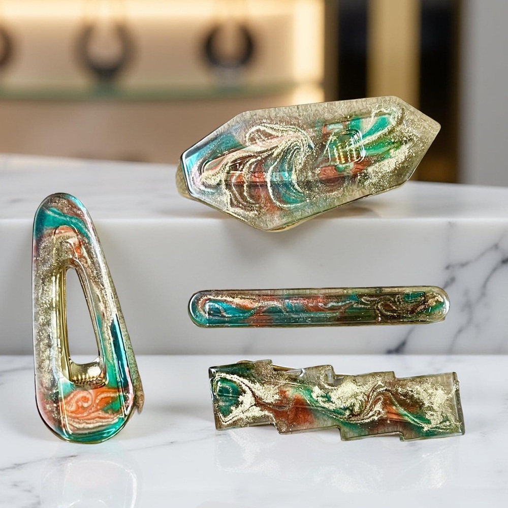 Colorful Resin Hair Clip Set/4